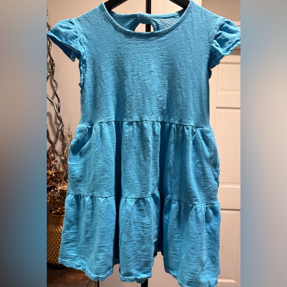 Cat & Jack Bright Blue Tiered Pocket Dress Girls’ Size L 10/12